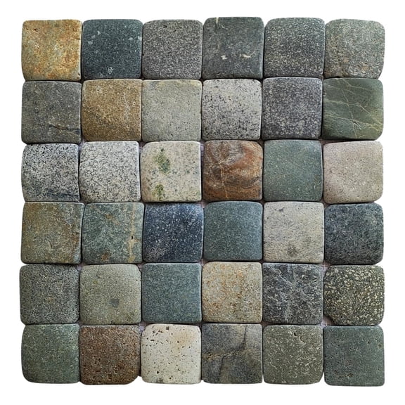 CNK Tile Earthy Mix Pebble Square Mosaic Tile 2"x2" Flooring