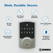 Brinks Electronic Touchpad Deadbolt with Pro-Guard, Transitional, Satin Nickel