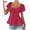 Hot Pink, variant on vigerkar Women's Crochet Lace Basic V-Neck T-Shirts Short Sleeve Loose Fitting Tunic Tops (Red, M)