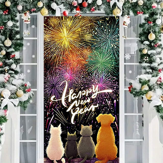 Decoración del hogar, tapices, feliz año nuevo, cubierta de puerta, decoración de puerta, cubierta de puerta colgante, decoración de fiesta, cubierta de puerta, tapiz, cubierta de puerta