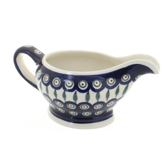 Blue Rose Polish Pottery Peacock Gravy Bowl