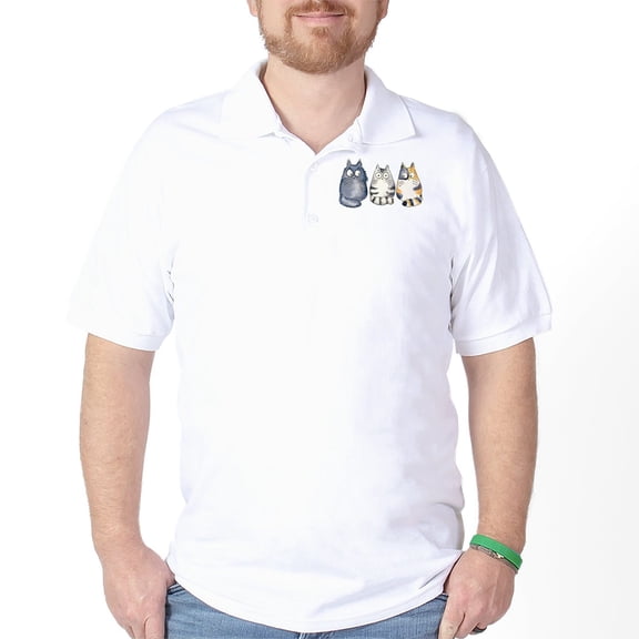 CafePress - Three 3 Cats Golf Shirt - Golf Shirt, Pique Knit Golf Polo