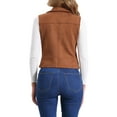 thumbnail image 3 of INSPIRE CHIC Women's Casual Faux Suede Sleeveless Short Biker Vest Jacket XL Dark Brown, 3 of 6