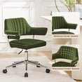 thumbnail image 6 of COOLHUT Modern Swivel Office Desk Chair, Velvet Leather Chair with Back and Wheels, Height Adjustable Comfy Home Office Chair, Simple Assembly For Living Room, Bed Room, Green, 6 of 8