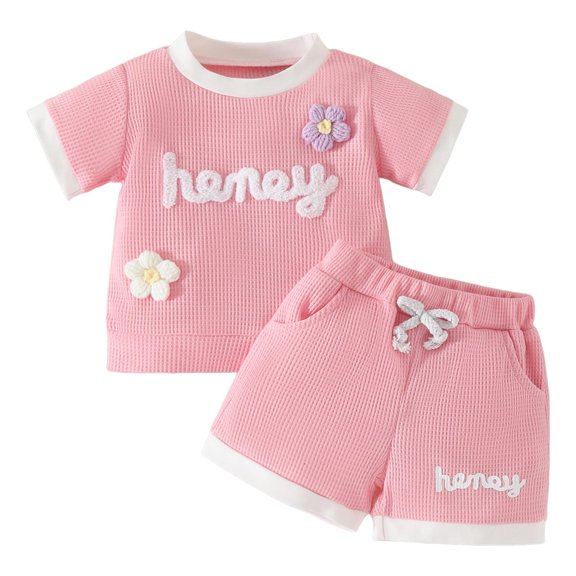 Gerichy Girls Summer Outfits, Girls Fly Sleeve Cartoon Prints Dress Princess Dresses Clothes Headbands Set Girls Suit Floral Girls Style Vest Halter Top Shorts Two Piece Set