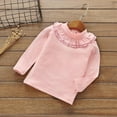 thumbnail image 3 of GYRATEDREAM Toddler Baby Girl Basic Plain Ruffle Long Sleeve Cotton T Shirts Tee Tops 1-6 Years, 3 of 5
