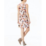 Kensie Womens White Coral Sleeveless Printed Zip-Front Sheath Dress XS
