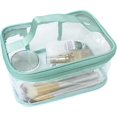 thumbnail image 1 of Toiletry Bag Makeup Cosmetic Clear Bag Portable Waterproof Transparent Travel Large Storage (Green), 1 of 5