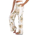 LETDIOSTO Women's Comfy Casual Pants Floral Print Stretch Wide Leg