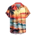 thumbnail image 4 of Gaecuw Women Button down Shirts with Collar Short Sleeve Blouses Tees Hawaiian Floral Print T Shirts Summer Shirts Lapel Neck Tops Tropical Vacation Outfits Resort Wear Orange S, 4 of 4