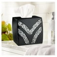 thumbnail image 3 of 2pc Sinatra Black Modern Bath Accessories Set Waste Basket & Tissue Box Modern Decorative Beautiful Designs Bathroom Decor Set for Home Luxury Bath Set Mosaic Glass, 3 of 7