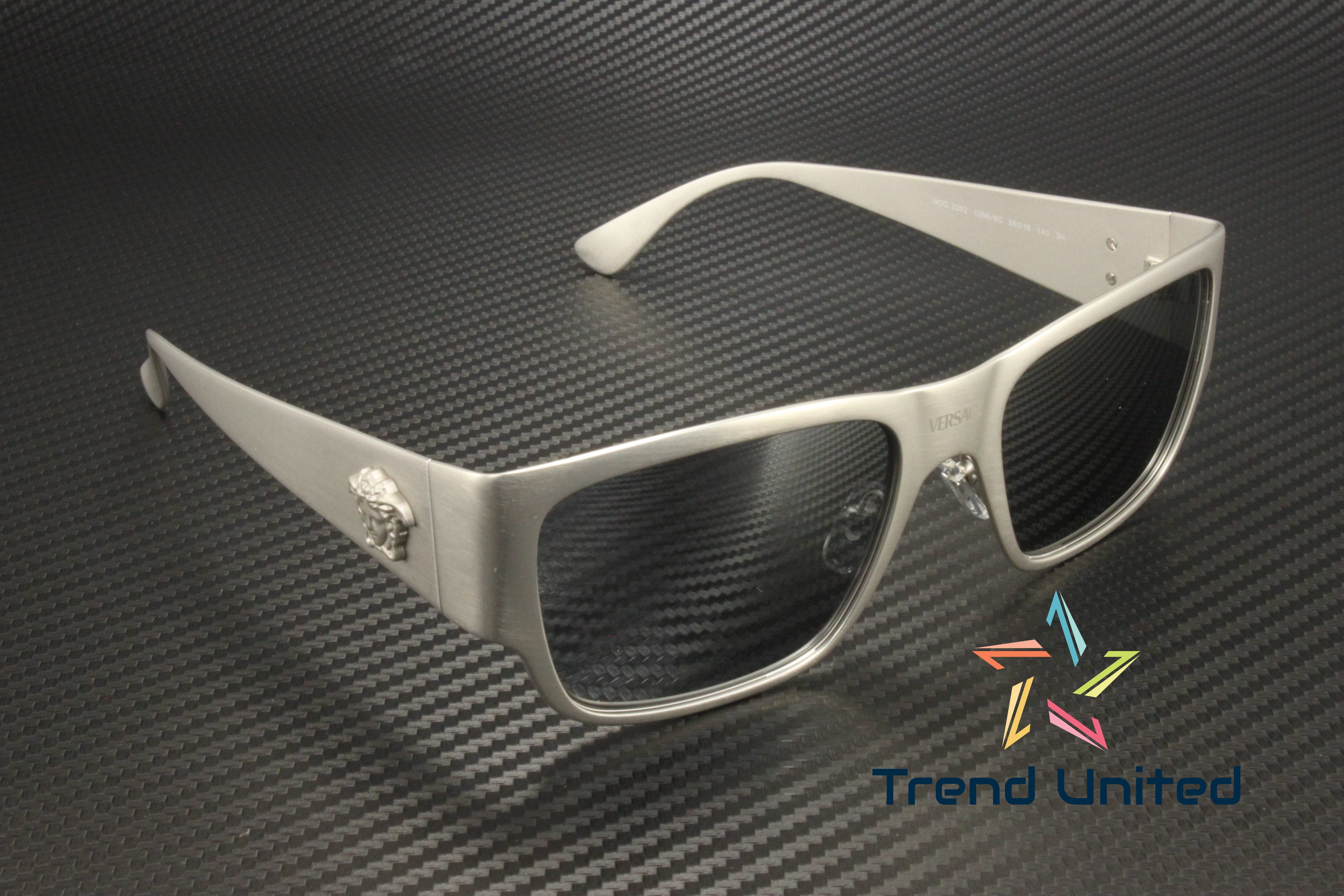 Versace VE 2262 Metal Mens Square Sunglasses Silver 56mm Adult
