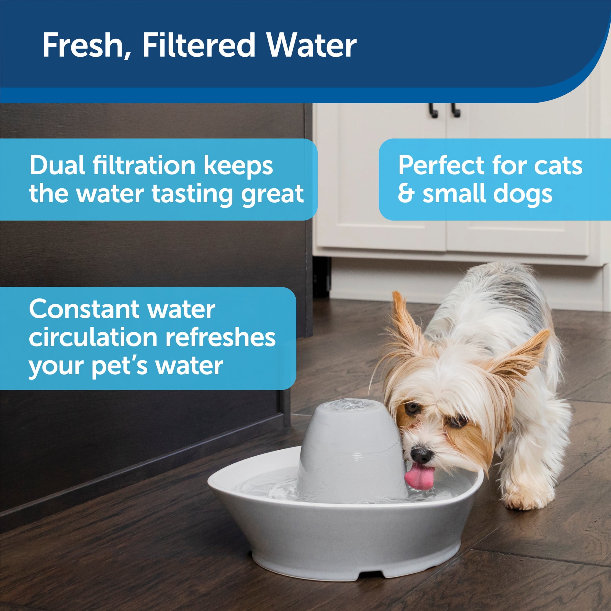 PetSafe Creekside Ceramic Pet Fountain, Automatic Dog and Cat Water Bowl, 60 oz