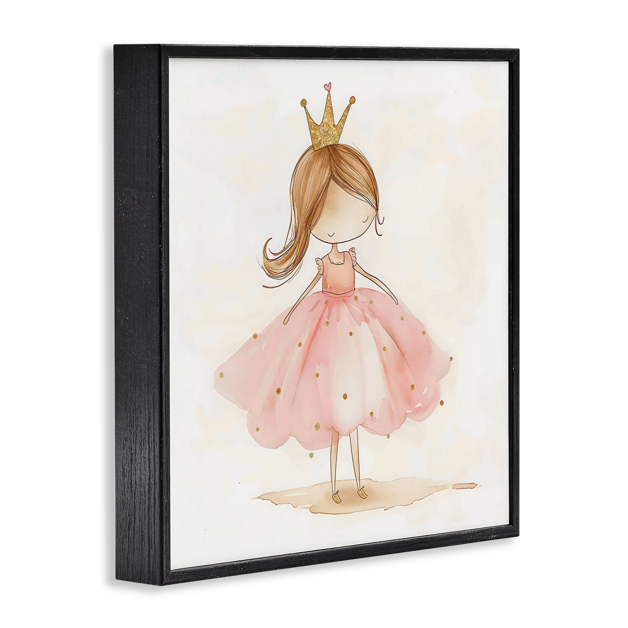 Stupell Industries Little Princess with Crown Black Framed Giclee Art, design by Creative Studio