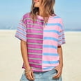 thumbnail image 6 of Axiiglly Striped Shirt for Women Casual Crew Neck Tee Shirt Color Block Loose Summer T-Shirts Short Sleeve Fashion Going Out Tops, 6 of 10