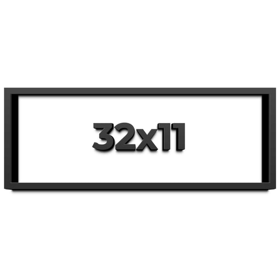 32x11 Shadow Box Frame Black | 1 inches Deep Real Wood Contemporary Shadowbox Display Frame | UV