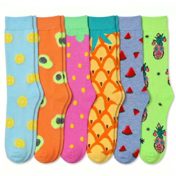 Tipi Toe Womens Classic & Bold Crew Socks Set - Dozen Color Collection (6 Pairs)