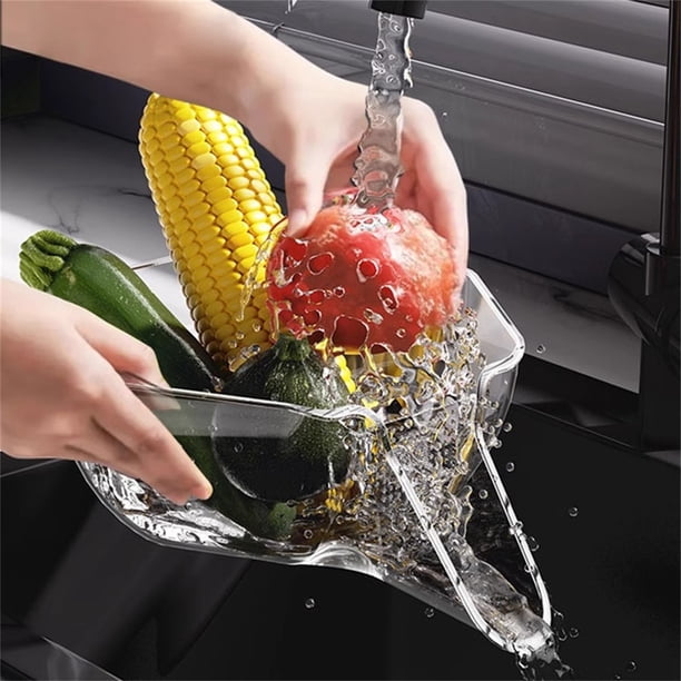 Ganfancp 2Pc Canasta de Drenaje Embudo Multifuncional Canasta de Drenaje Gran Capacidad Canasta de Lavado de Vegetales Sala de Estar Separación Seca y Húmeda Bandeja de Frutas Rebajas Hoy Liquidación