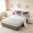 thumbnail image 4 of Manfei Vibrant Abstract Brushstroke Full Size Bedding Sets, Pink Black Gold Ombre Full Size Bed in a Bag, Gray Reversible 7pcs, 4 of 6