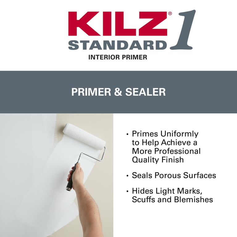 KILZ 1 Standard Interior Water-Based Wall Primer, 1 Gallon Multi-Surface photo 2