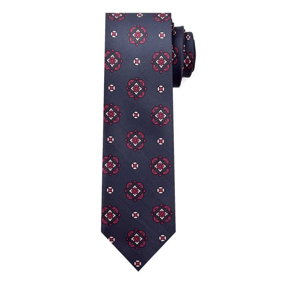 Jacob Alexander Men's Diamond Bloom Pattern Regular Length Neck Tie - Navy Blue