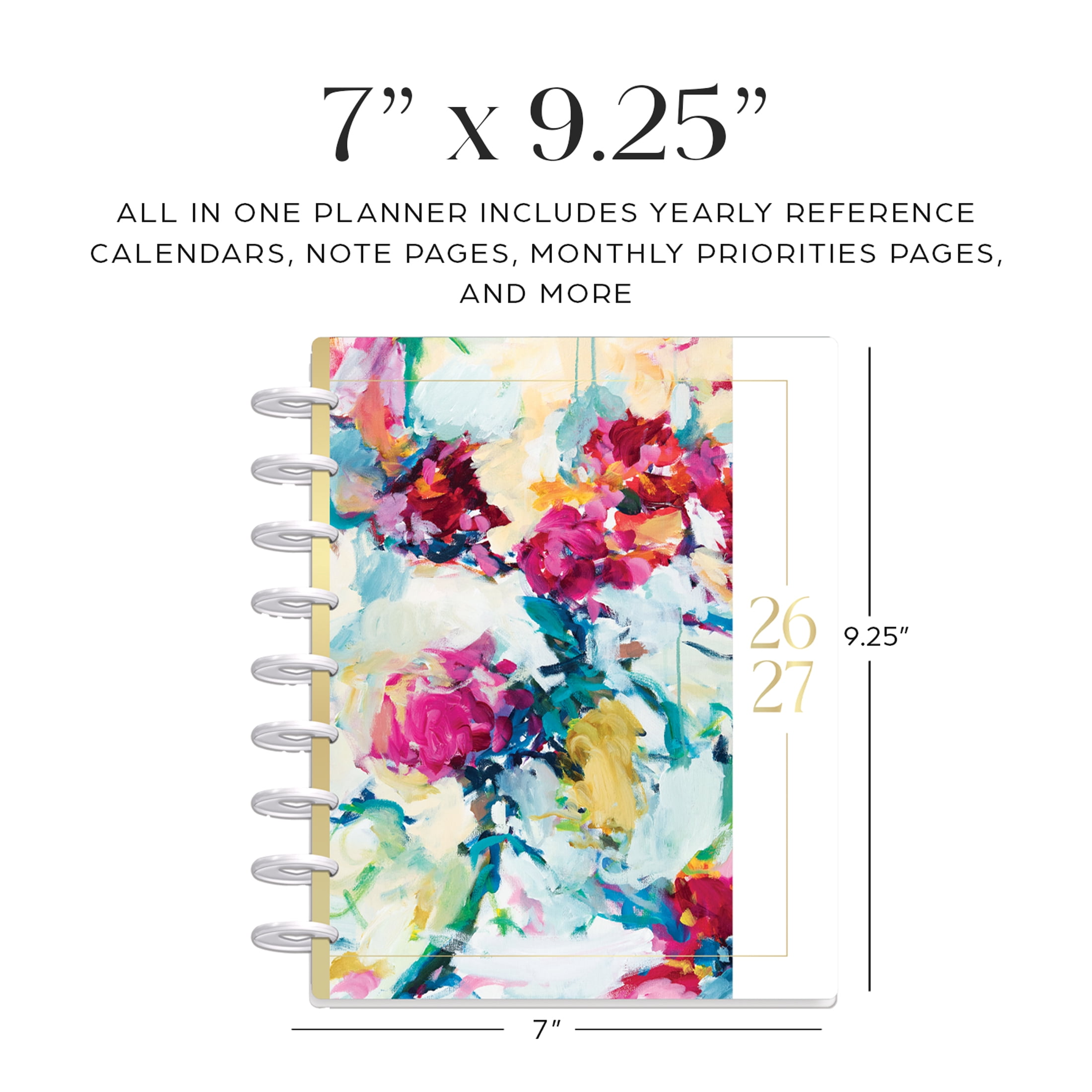 Happy Planner Monthly Weekly Classic Planner (7” x 9.25”) Abstract Expression 15-Month April 2026-June 2027, disc bound system