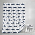 thumbnail image 4 of Abstract Sharks Shower Curtain, 72" x 84", Navy Blue Fish Simple Style Ocean Life Waterproof Bathroom Curtain Washable Shower Curtain Set with 12 Hooks, 4 of 8