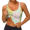 thumbnail image 3 of Gukieu Daisies Flowers Print Women's Sports Vest, Low-neck U-shaped Removable Pad Sports Bra for Yoga, Exercise, Dance-XX-Large, 3 of 8
