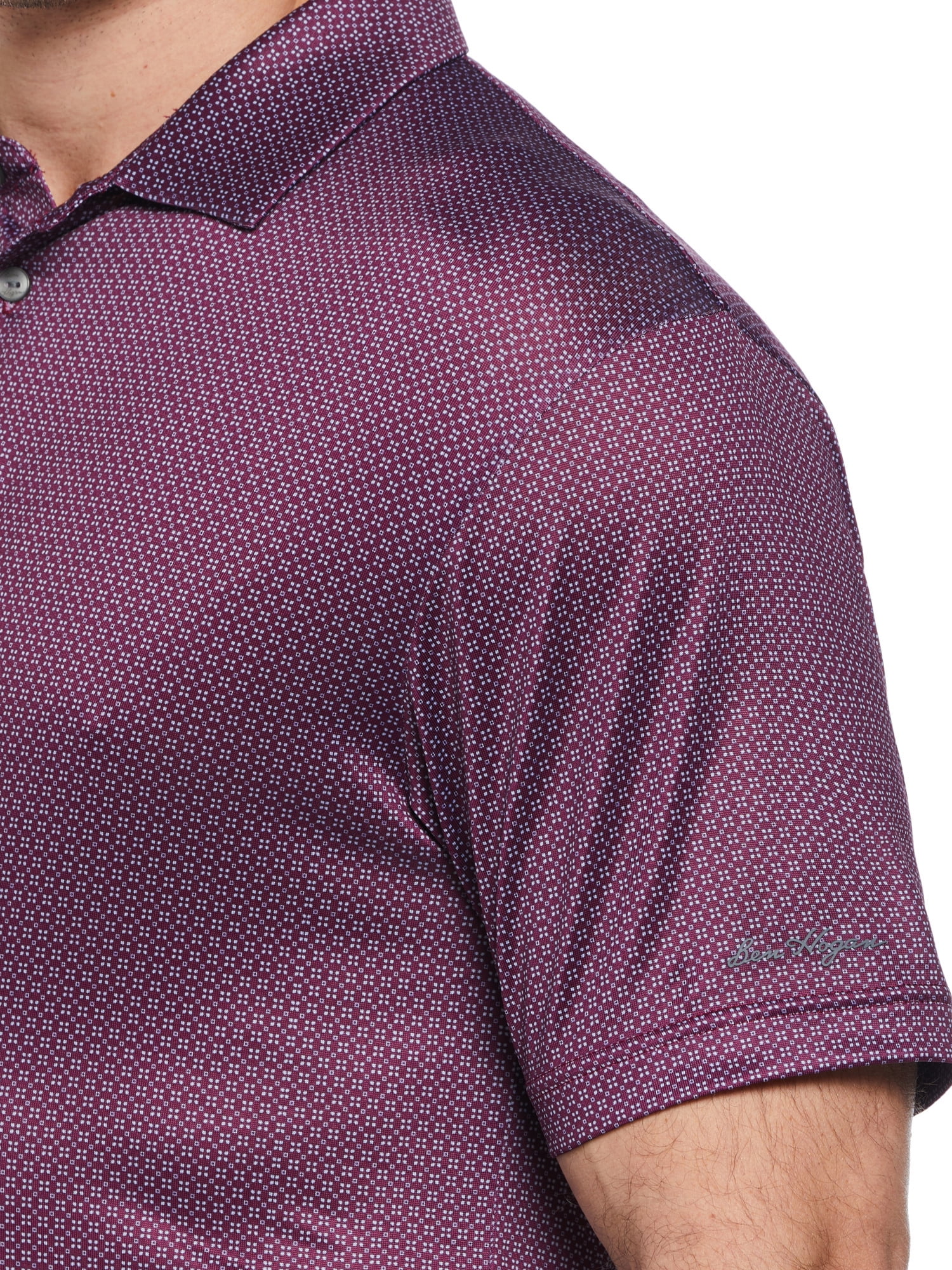 Ben Hogan Performance Men’s and Big Men’s Micro Geo Print Short Sleeve Golf Polo Shirt, up to Size 5XL
