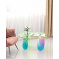 thumbnail image 4 of ZXNYH Acrylic Coffee Tables Modern Accent Night Stand Iridescent Table Coffee Table Side Table Round End Table Modern Chic Desk-Living for Office Home Decor (4 Legs Style, 37.4"L X 19.7"W X 13.8"H), 4 of 5