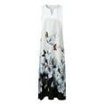 thumbnail image 4 of Robes d'Été pour Femmes Robe Maxi Sans Manches à Imprimé Col en V Robe de Soirée d'Été avec Poches, 4 of 4