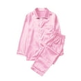 thumbnail image 2 of Ediodpoh Family Matching Pajamas Set Silk Satin Button Down Sleepwear Long Sleeve Nightwear 2 Pcs Pj Set for Men Pink XXXL, 2 of 9