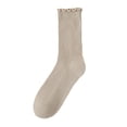 thumbnail image 3 of Women Mid Tube Cotton Socks Versatile Trendy Solid Color Casual Athletic Long Socks Daily Footwear Hosiery Khaki, 3 of 3