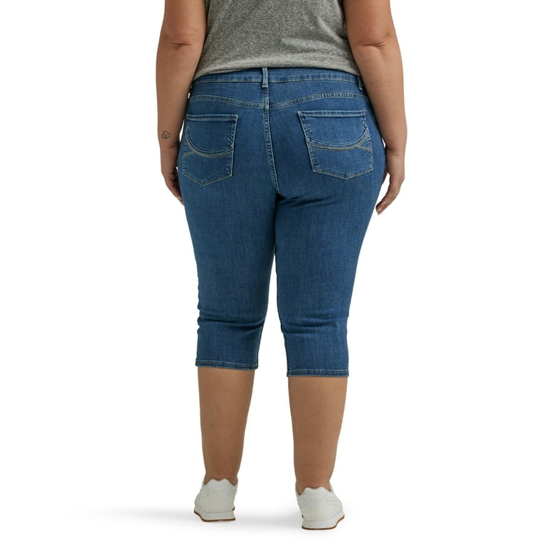 Plus size stretch jean capris best sale