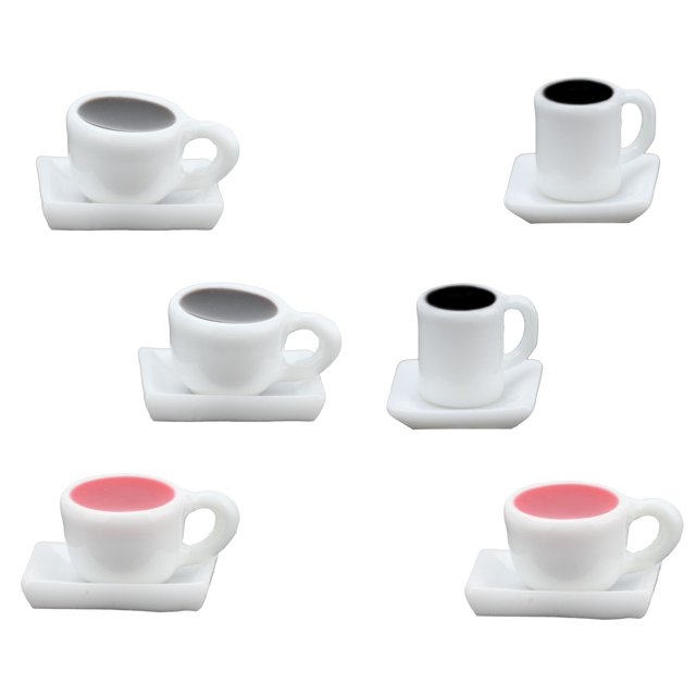 Decoración de casa de muñecas, taza de café para casa de muñecas en miniatura, platillo para casa de muñecas en miniatura, accesorios para casa de muñecas, elegantes y modernos
