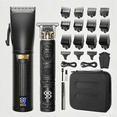 thumbnail image 1 of GLAKER Professional Cordless Hair Clipper & Trimmer Set with 15 Guide Combs (12 U-Shaped + 3 T-Shaped), Barber Cape, Cleaning Brush, USB Cables, Lubricant Oil, Comb & Storage Bag - Rechargeable, 1 of 4