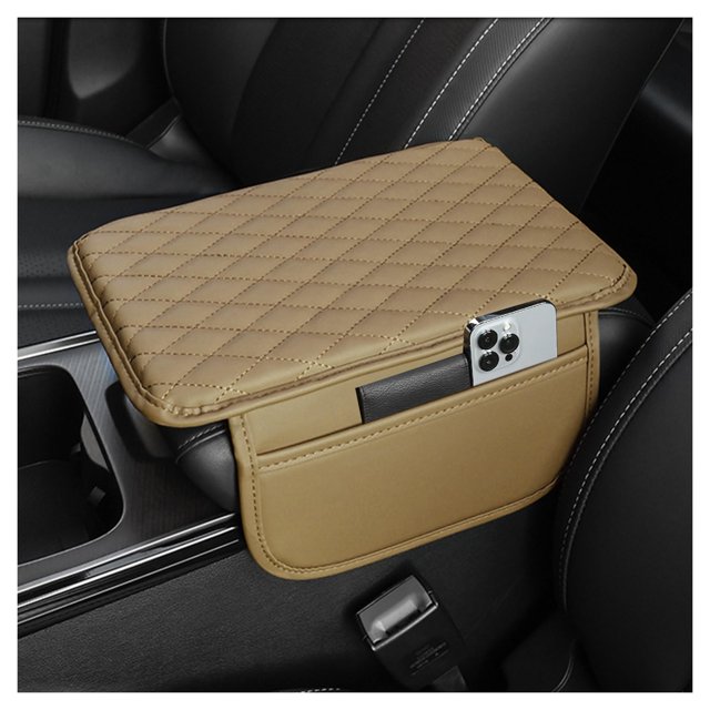 Upgraded Car Center Console Cover,Microfiber Leather Car Armrest Cover Cushion with 2 Storage Bags,Universal Car Armrest Storage Box Car Interior Accessories for Most Vehicles (Black)