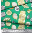 thumbnail image 3 of Soimoi polyester Crepe Fabric Lemon Slice Jar,Cucumber & Ginger Vegetable Decor Fabric Printed Yard 52 Inch Wide, 3 of 3