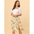 thumbnail image 2 of Falda a Media Pierna Allegra K con abertura En la Cintura y Estampado floral para Mujer Amarillo XL, 2 of 5