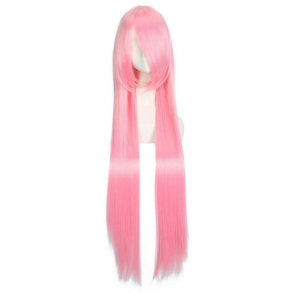 Nvzi-c 39.4" Long Straight Natural Wigs with Bangs Heat Resistant Synthetic Colorful Cosplay Anime Costume Party Daily Use Wigs for Women,Light Pink