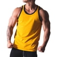 thumbnail image 5 of Awwp Mens Tops Men’S Muscle Tank Top Athletic Sleeveless Shirt Breathable Cotton/Polyester Blend for Gym And Casual Wear Yellow XXXL, 5 of 6