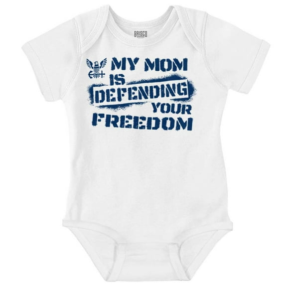 US Navy Logo Mom Defending Freedom Romper Boys or Girls Infant Baby Brisco Brands 18M