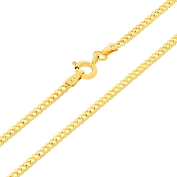 Nuragold 10k Real Yellow Gold Solid Cuban Curb Link 2mm Chain Necklace (16"-30") Italian Jewelry for Men & Women