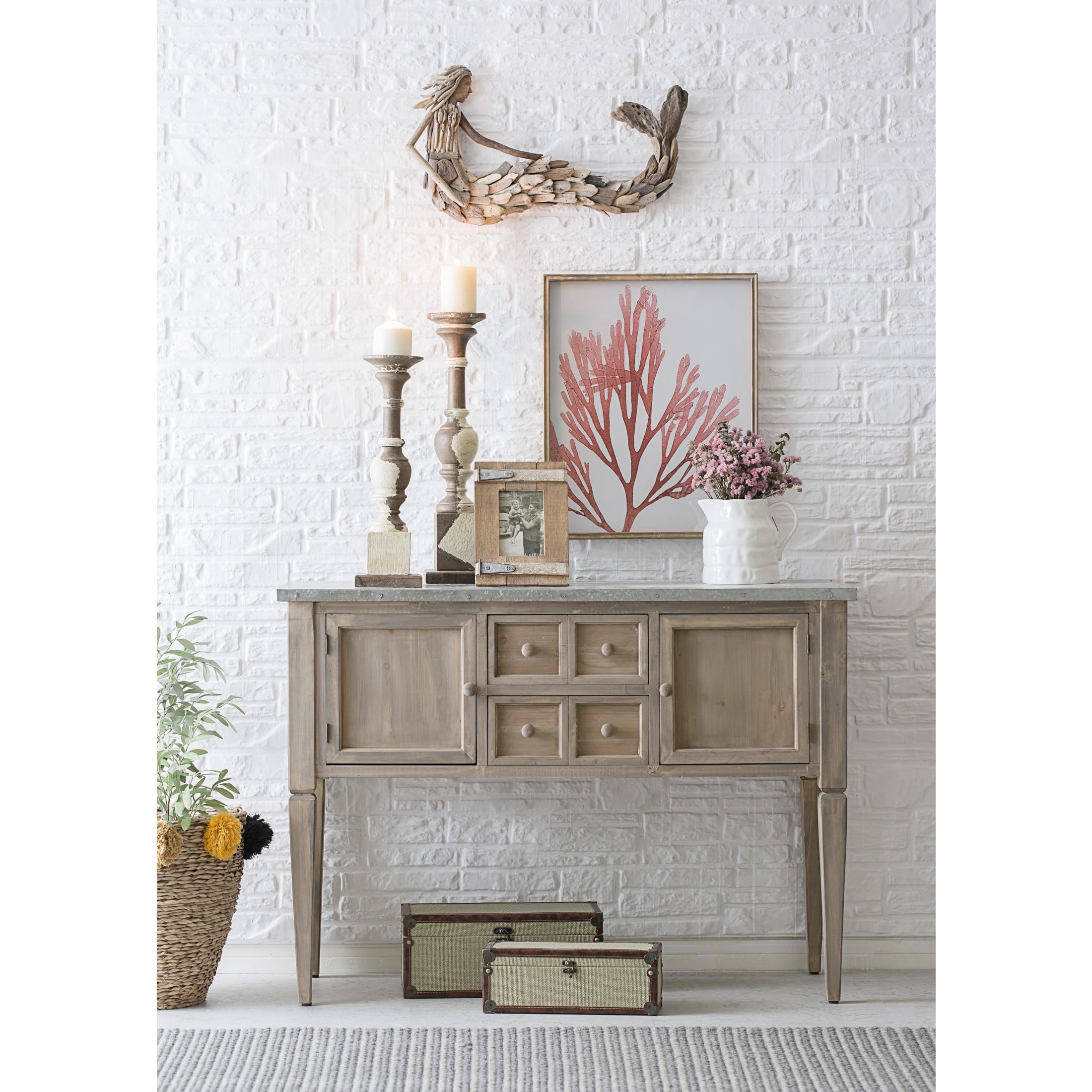 Creative Co-Op Driftwood Sitting Mermaid Wall Decoration, Brown