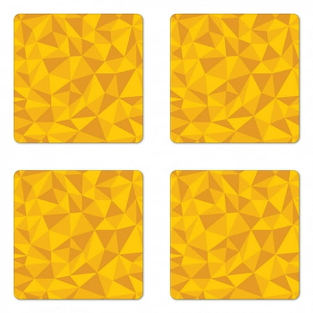 

Yellow Coaster Set of 4 Abstract Triangular Cubic Unusual Shaded Shapes Patterns Mosaic Design Square Hardboard Gloss Coasters Standard Size Yellow Orange by Ambesonne
