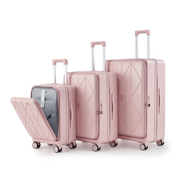 Luggage Sets 3 Piece(20/24/28), Expandable Carry On Luggage with TSA Lock Airline Approved, 100% PC Hard Shell and Lightweight Suitcase with Front Pocket and Spinner Wheels