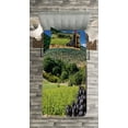 thumbnail image 3 of Ambesonne Wine Quilted Bedspread Set 2 Pcs, Idyllic Tuscany Country, Twin Size, Black Green Pale Brown, 3 of 3