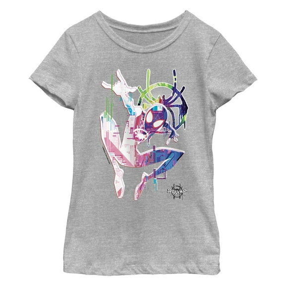 Girl's Spider-Man: Into the Spider-Verse Rainbow Watercolor  Graphic T-Shirt
