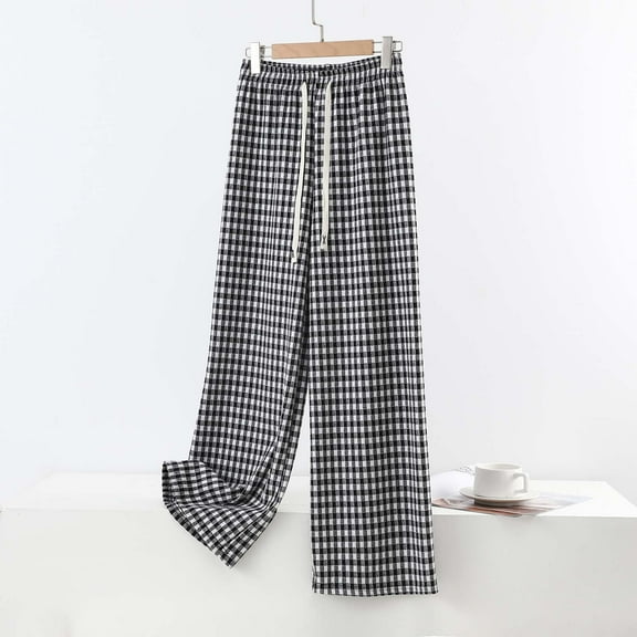 Women's Plus Size Plaid Pajama Pants Cozy Fleece Lined Elastic Waistband Pajama Bottoms Soft Warm Comfort Sleepover Home Lounge Pants