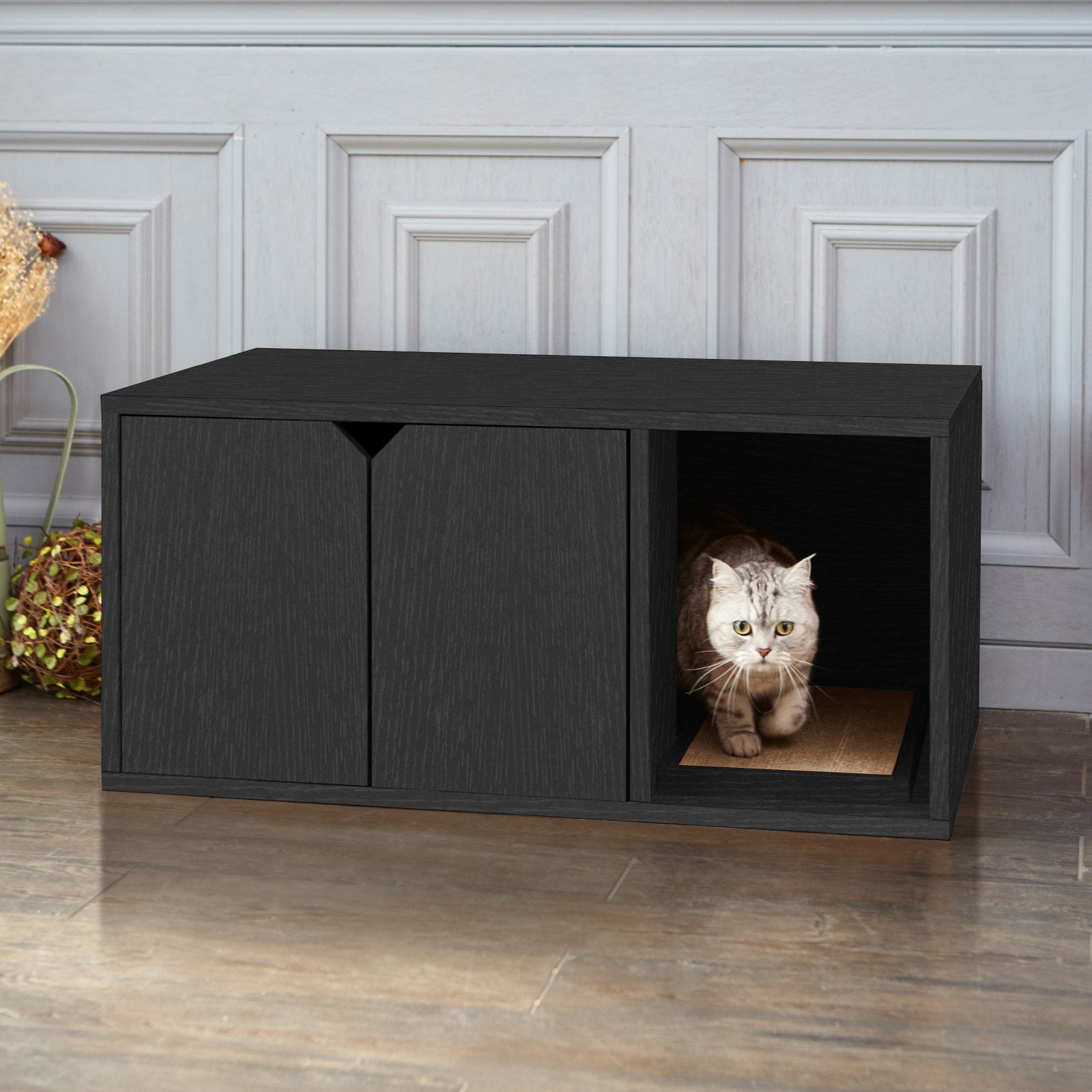 Way Basics EcoFriendly Enclosed Cat Litter Box, Black